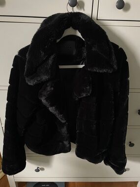 Blank NYC Black Faux Fur Jacket - Women’s Plush Coat